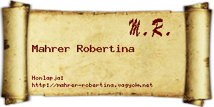 Mahrer Robertina névjegykártya
